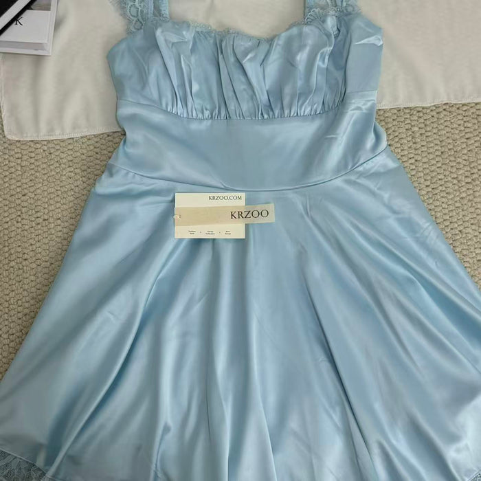 Lace-Trimmed Square Neck Dress