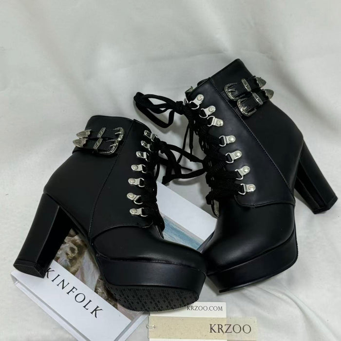 Lace-up Chunky-Heel Ankle Boots