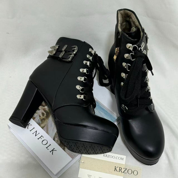 Lace-up Chunky-Heel Ankle Boots