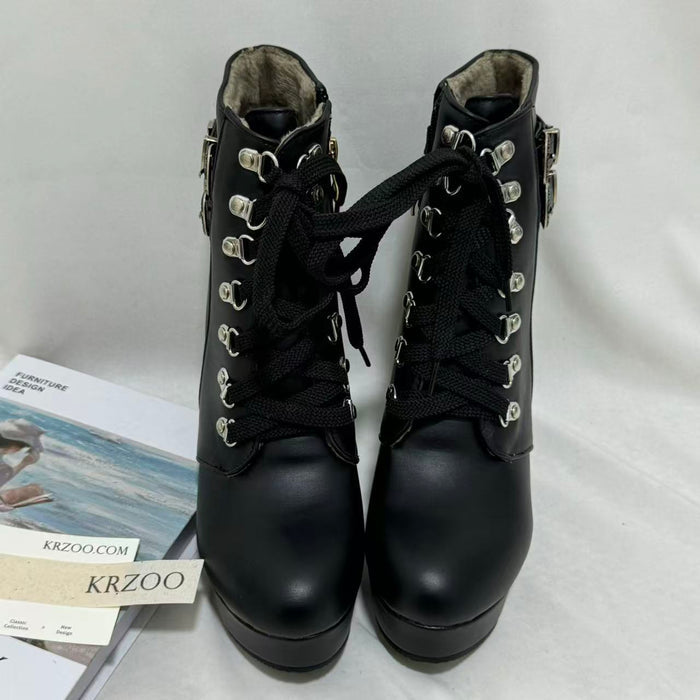 Lace-up Chunky-Heel Ankle Boots