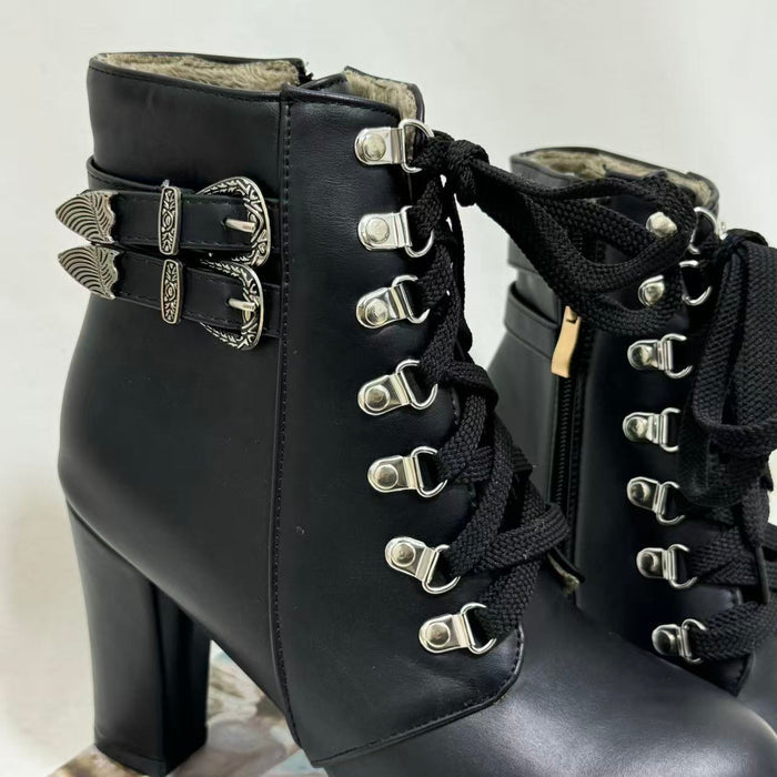 Lace-up Chunky-Heel Ankle Boots