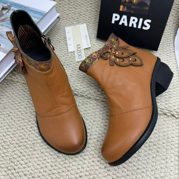 Lace-up patchwork ankle boots