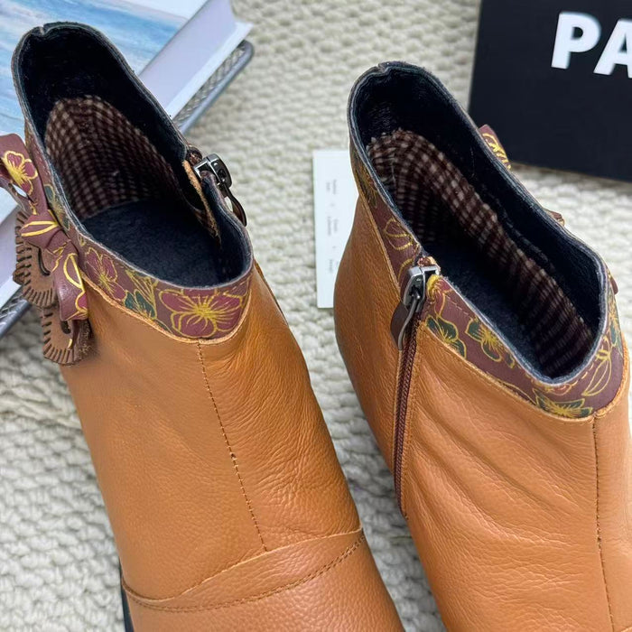 Lace-up patchwork ankle boots