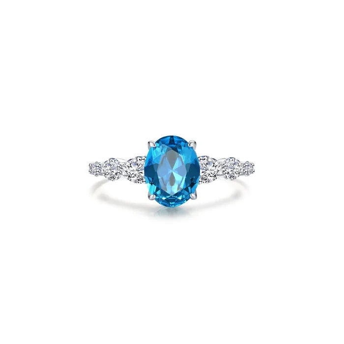 Lafonn 3.66 CTW Solitaire Engagement Ring Blue Topaz