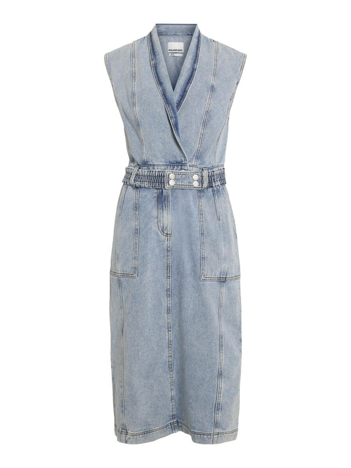 Lana Midi Denim Dress (Light Blue Denim)