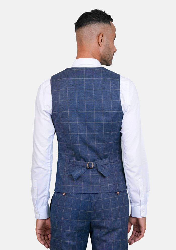 Lapis Blue Windowpane Vest - SARTORO