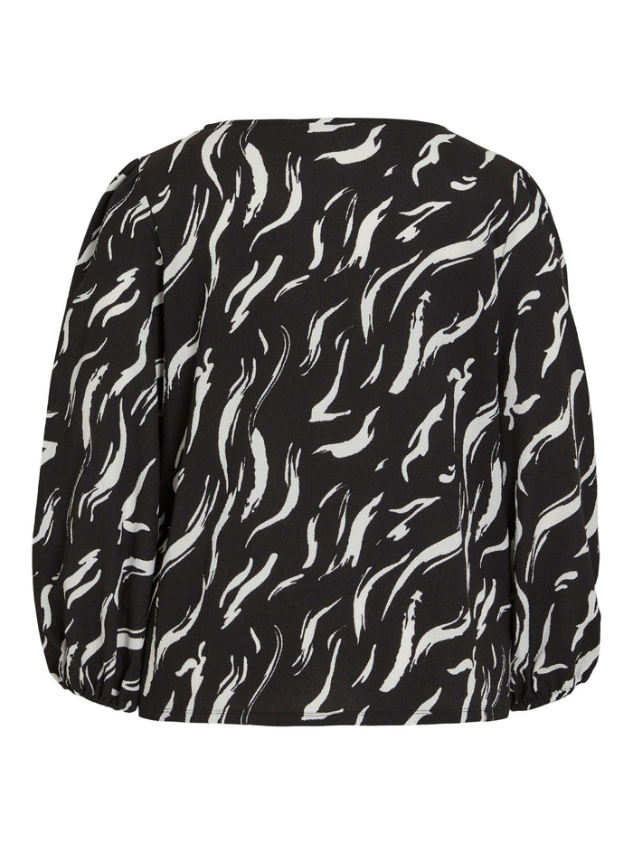 LAYA V-NECK TOP (BLACK/WHITE)