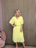 Layla Plisse Midi Dress (Lemon)