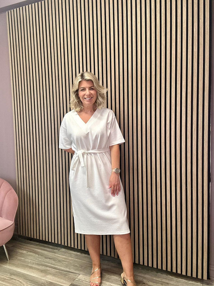 Leila Short Sleeve Dress (Cloud Dancer)