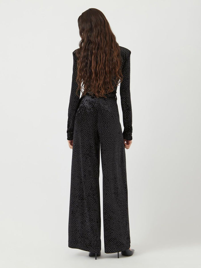 Leonie Velvet Rhinestone Pants (Black/Rhinestone)