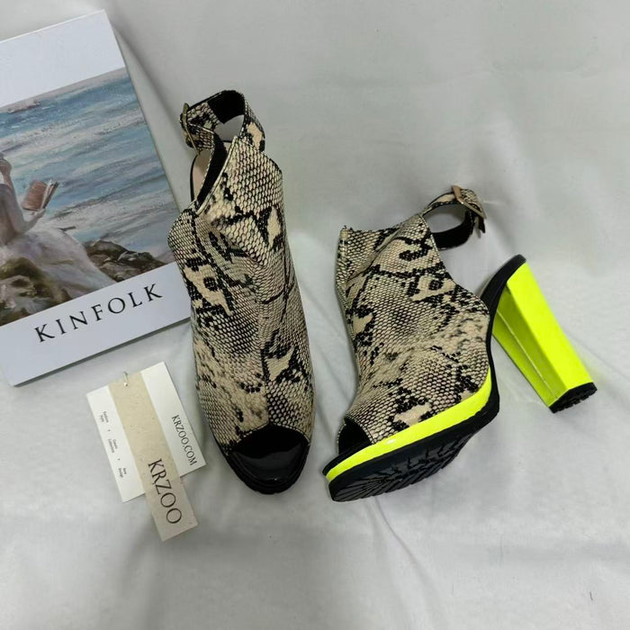 Leopard-Print Peep-Toe Platform Sandals
