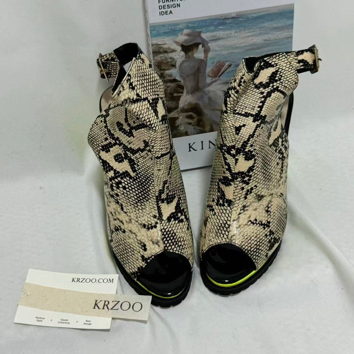 Leopard-Print Peep-Toe Platform Sandals