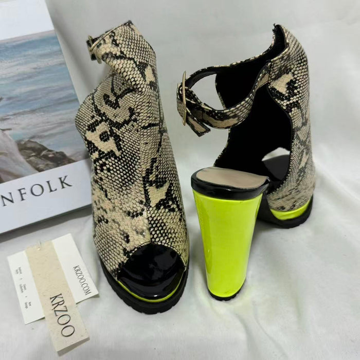 Leopard-Print Peep-Toe Platform Sandals