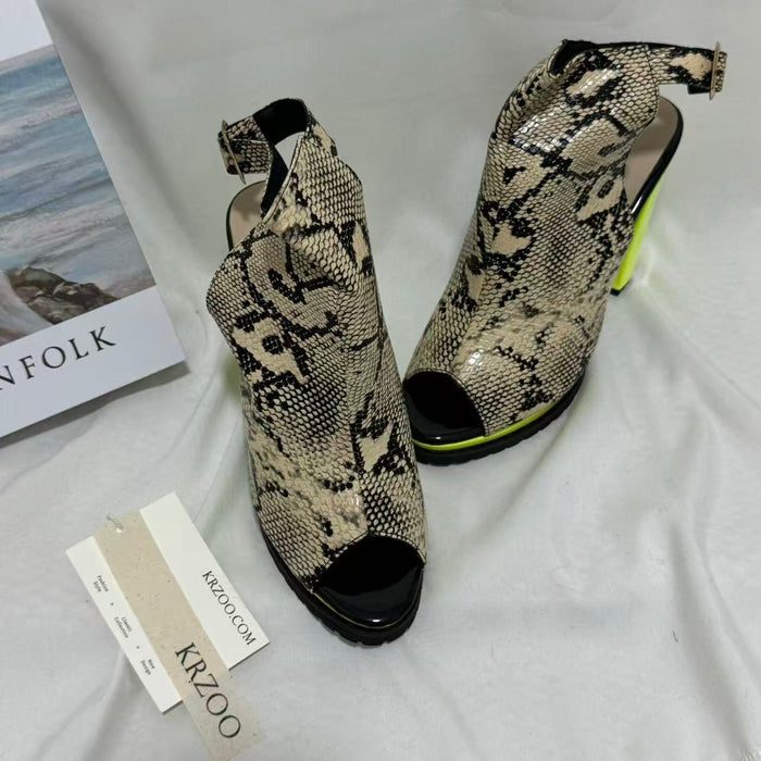 Leopard-Print Peep-Toe Platform Sandals