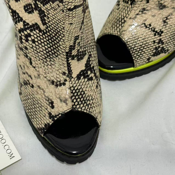 Leopard-Print Peep-Toe Platform Sandals