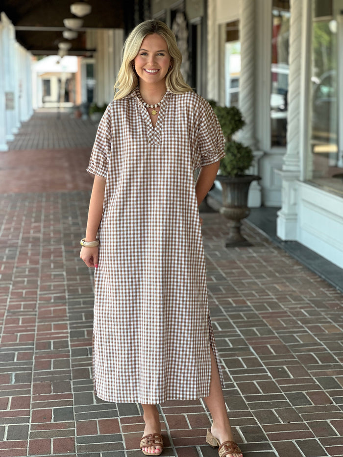 Let It Be Easy Maxi Dress in Camel Brown