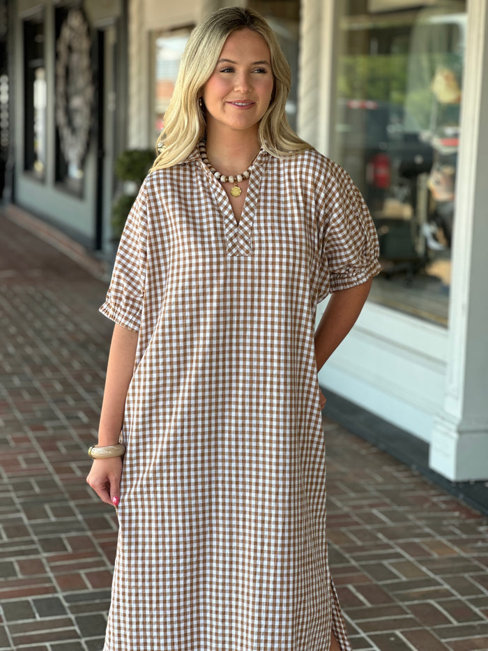 Let It Be Easy Maxi Dress in Camel Brown