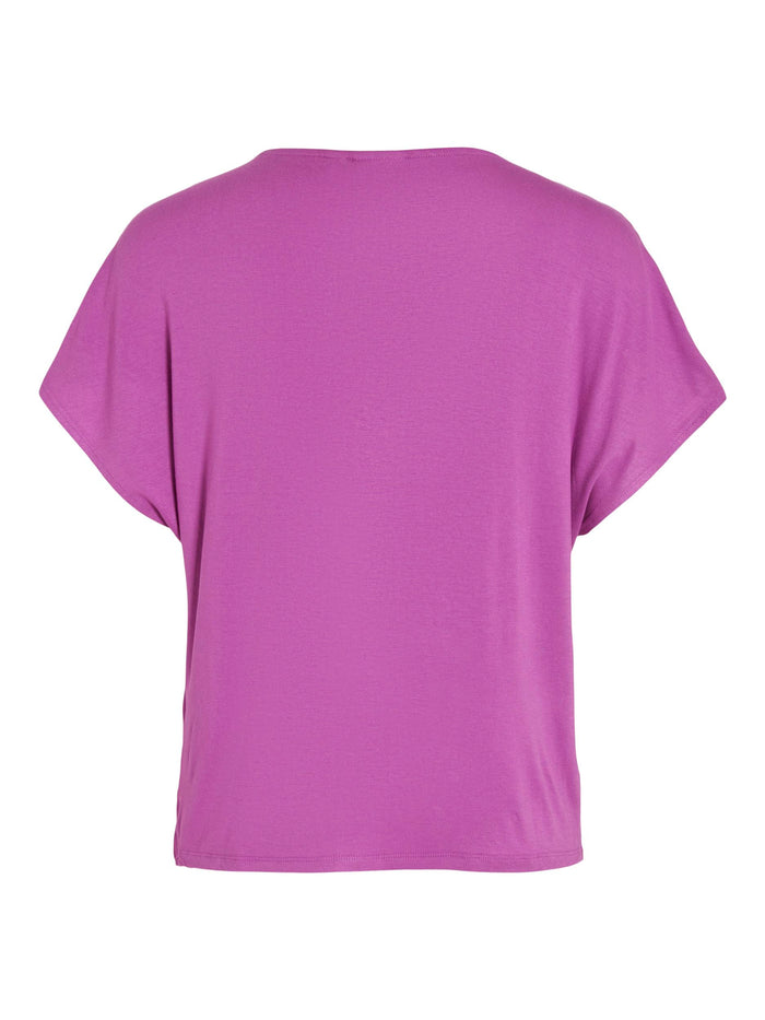LETTE V-NECK SATIN TOP (CATTLEYA ORCHID)