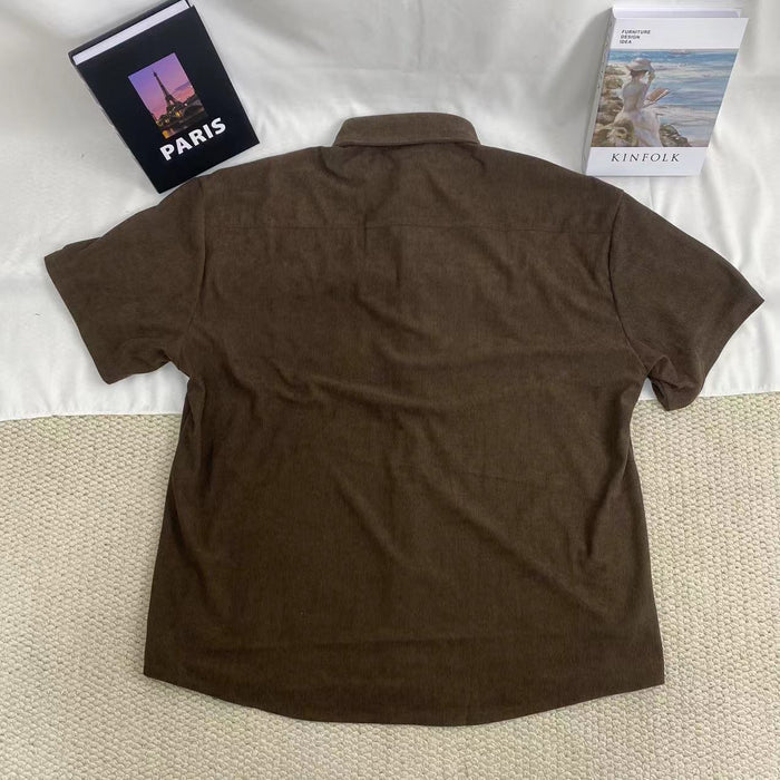 Letter Embroidered Corduroy Shirt