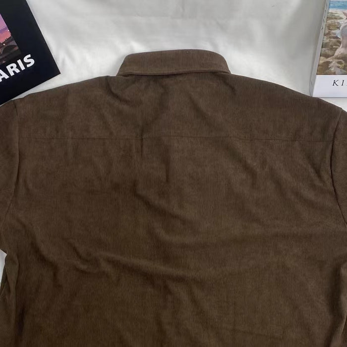 Letter Embroidered Corduroy Shirt