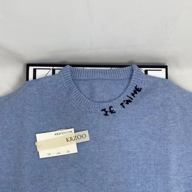 Letter Heart Embroidered Sweater