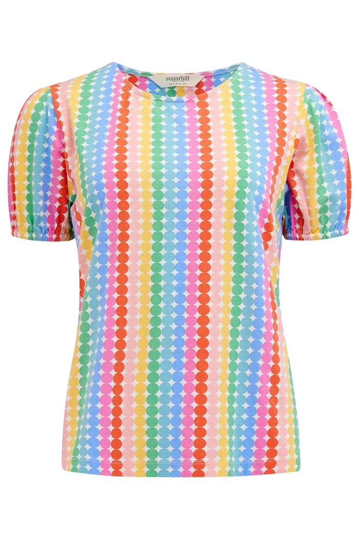 Lexley Jersey Top (Multi/Rainbow Circles)