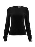 Liddy Velvet Rhinestone Top (Black/Rhinestone)