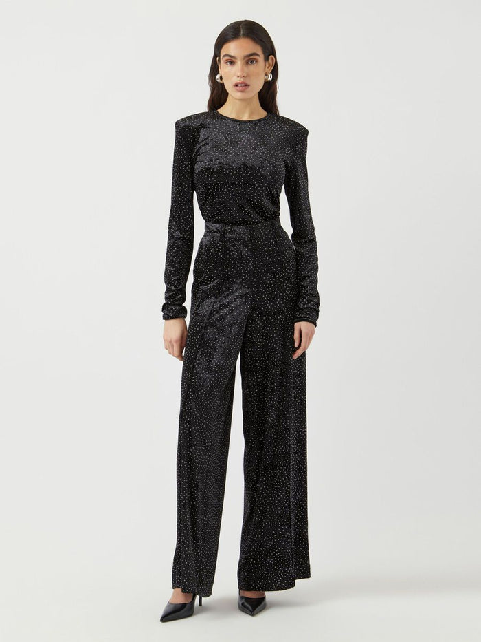 Liddy Velvet Rhinestone Top (Black/Rhinestone)