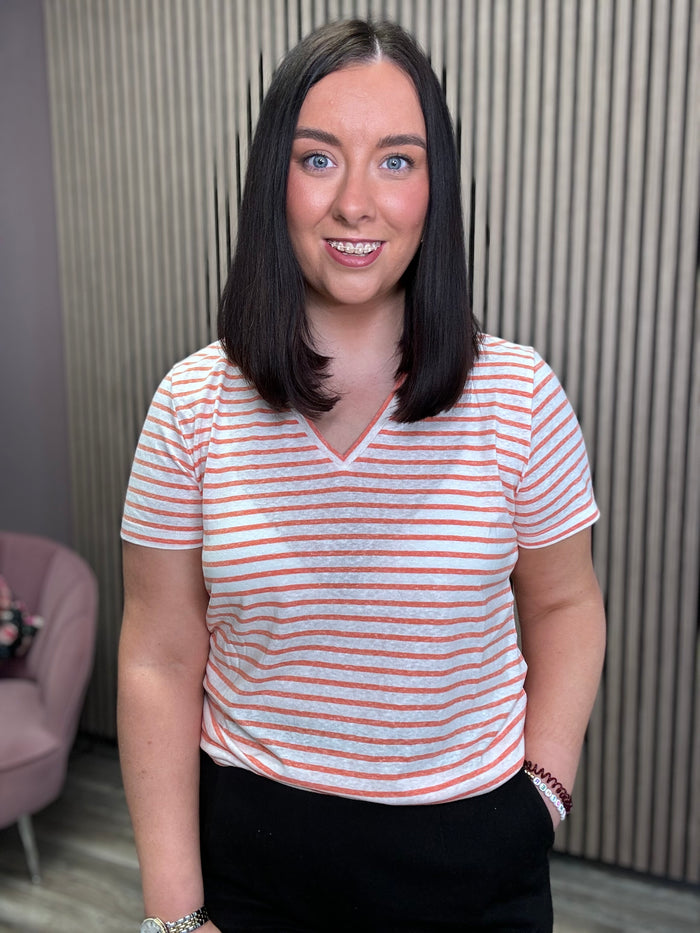 LIETTA T-SHIRT (CORAL ROSE STRIPE)