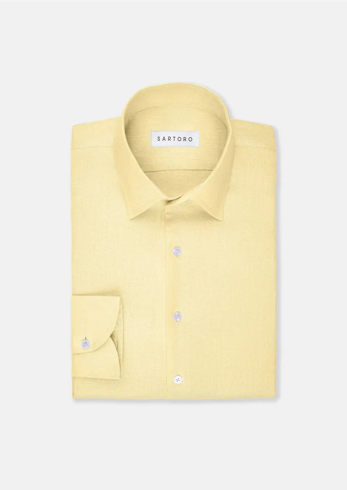 Light Yellow Linen Shirt - SARTORO