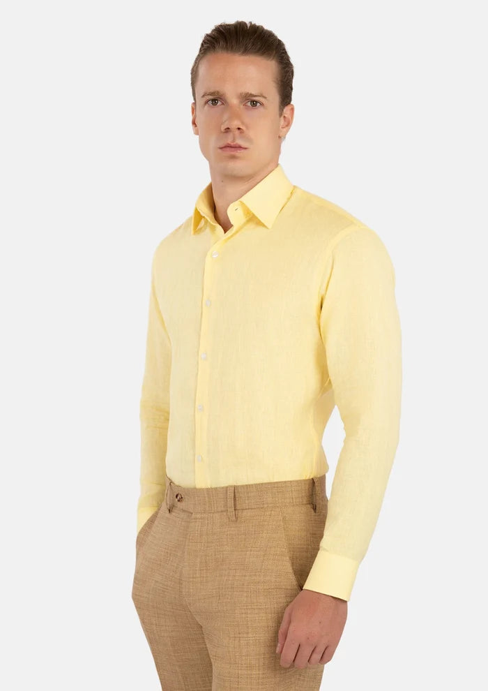 Light Yellow Linen Shirt - SARTORO