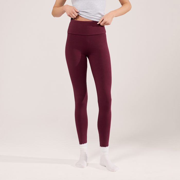 Lightweight Everyday High Waisted Leggings - Burgundy