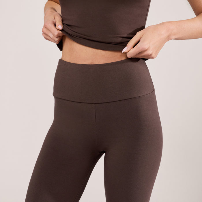 Lightweight Everyday High Waisted Leggings - Espresso Brown