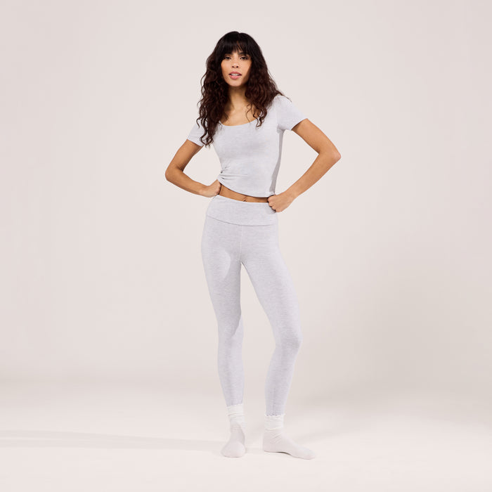 Lightweight Everyday High Waisted Leggings - Light Grey Marl