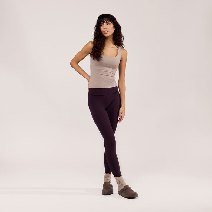 Lightweight Everyday High Waisted Leggings - Wine