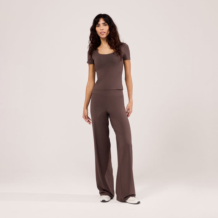 Lightweight Short Sleeve Top - Espresso Brown