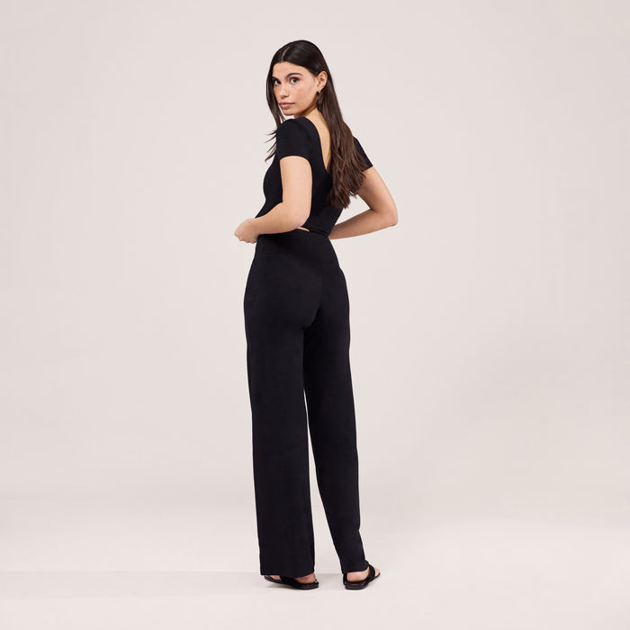 Lightweight Wide Leg Trousers - Black