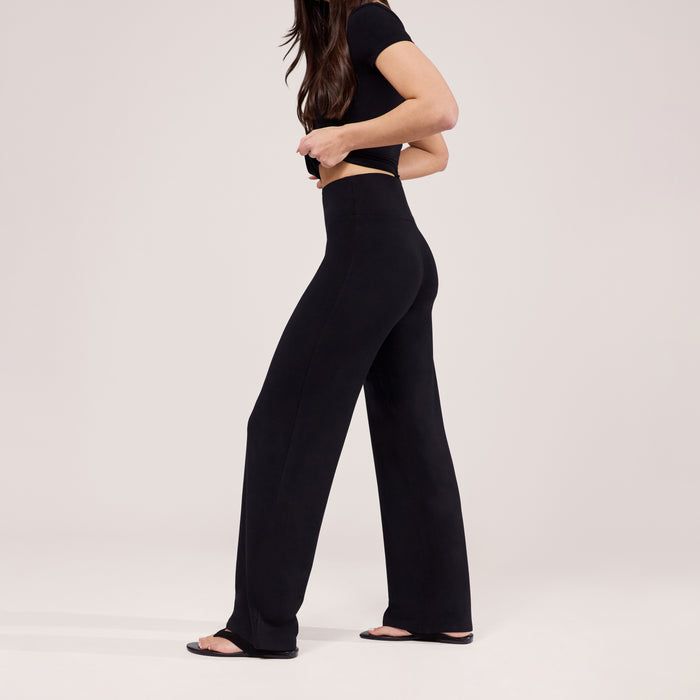 Lightweight Wide Leg Trousers - Black