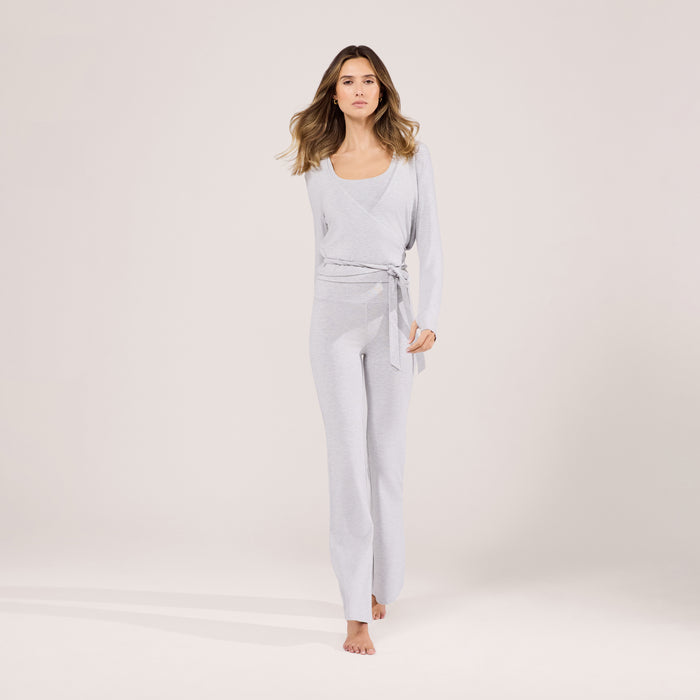 Lightweight Wrap Top - Light Grey Marl