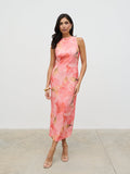 Lilou Printed Sequin Midaxi Dress (Orange Floral)