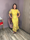 Lisa Flower Midi Dress (Yellow)
