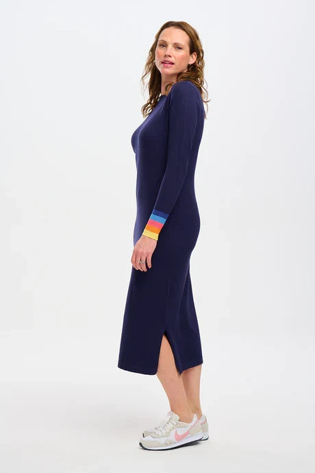 LISELLE KNIT DRESS (NAVY/SUNSET CUFFS)