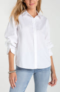 Liverpool Adjustable Sleeve Button Front Top in White
