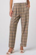 Liverpool High Rise Crop Drawstring Trouser in Oak Ombre Plaid