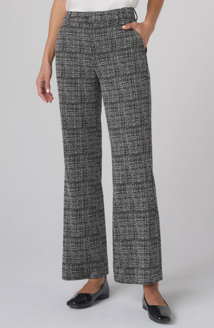 Liverpool Los Angeles Ankle Flare Trouser W/ Slit Hem in Black Tweed