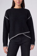 Liverpool Los Angeles Long Sleeve Crewneck Sweater with Cream Tulip Hem in Black