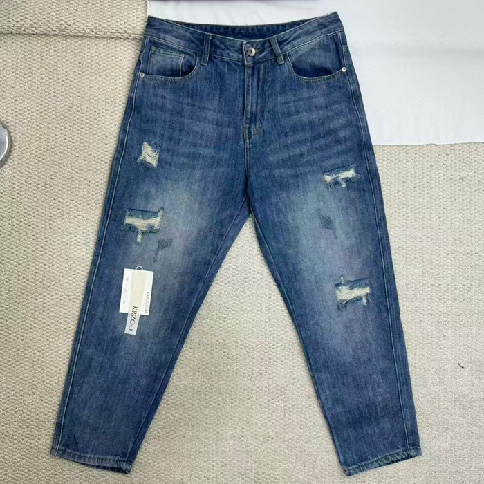 Loose-Fit Straight-Leg Distressed Jeans