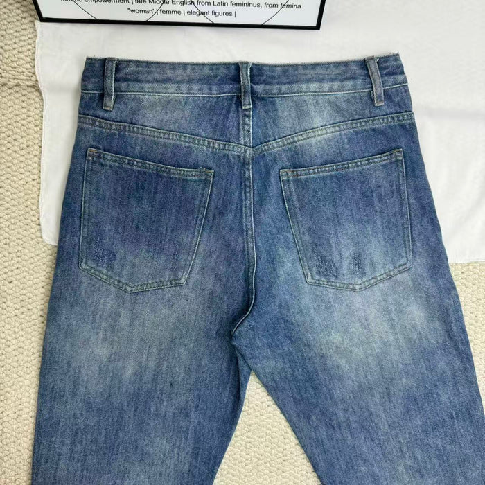 Loose-Fit Straight-Leg Distressed Jeans