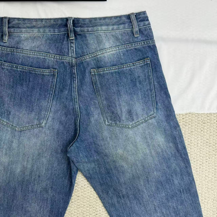 Loose-Fit Straight-Leg Distressed Jeans