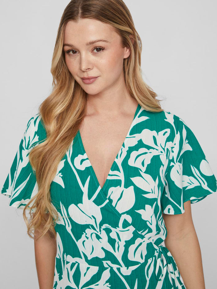 Lovie Wrap Midi Dress (Ultramarine Green)